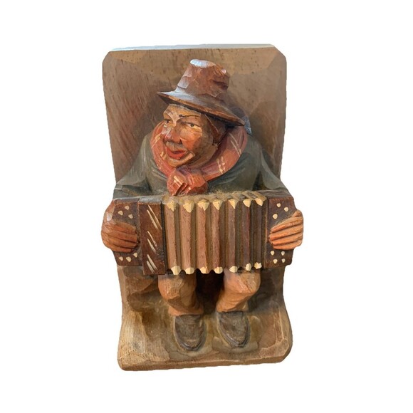 ANRI Wood Carved  6" Bookends Musicians Italy 1850’s - Picture 10 of 11